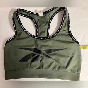 Reebok Women’s Racerback Sports Bra, XS, Olive Green/Black